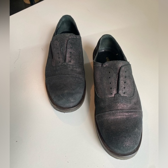 Otto d’Ame Size 38 Metallic Sueded Slip On Laceless Oxford Shoes - Picture 2 of 8